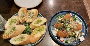 Garlic bread and loaded sweet potato croquettes at Funky Jungle in Mechelen