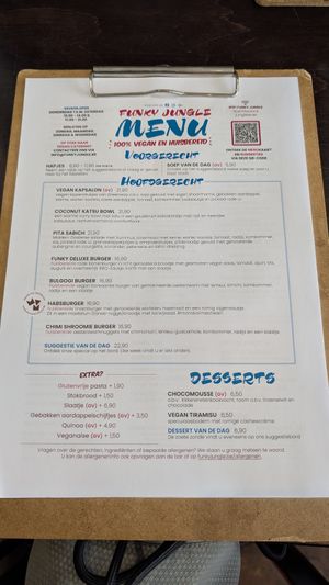 Menu (July 2026) at Funky Jungle in Mechelen