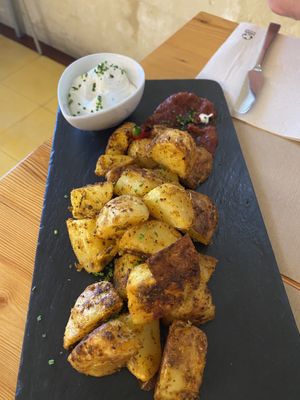 Patatas bravas  at Clorofil-la in Mahon