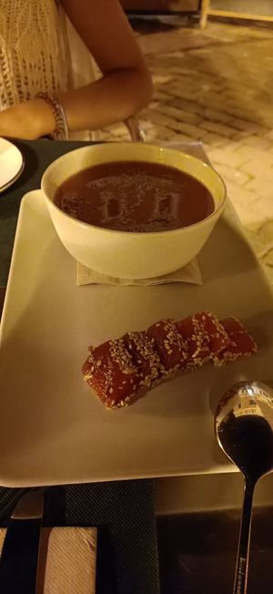 Gazpacho de Sandía con tataky de sandía at Clorofil-la in Mahon