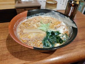 Spicy soy milk broth at Qiu Dou Ru La Mien - Hagi Soymilk Ramen in Kaohsiung