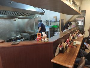 The first floor, you can sit at the counter and eat at Qiu Dou Ru La Mien - Hagi Soymilk Ramen in Kaohsiung