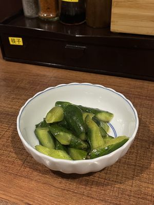 small cucumber in sesame oil   at Qiu Dou Ru La Mien - Hagi Soymilk Ramen in Kaohsiung