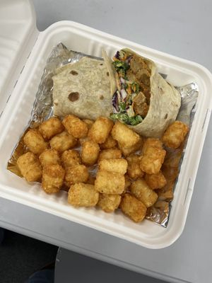Honey Mustard Chicken Wrap with gator tots   at The Tasty in Philadelphia