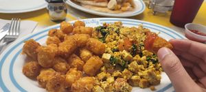 Tofu scramble (greek) with tater tots 😋 at The Tasty in Philadelphia