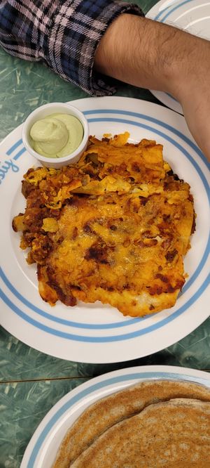 1/27/24 special: Chorizo and potato enchiladas 😋 delicious!! Green sauce was heavenly #Veganuary at The Tasty in Philadelphia