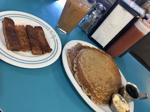 straight up pancakes and tempeh bacun at The Tasty in Philadelphia