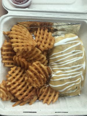 Nacho burrito with waffle fries at The Tasty in Philadelphia