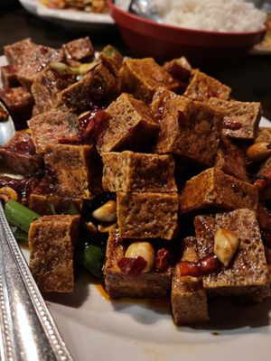 Kung Pao Tofu, extra spicy (delicious!)  at Grand Szechuan in Bloomington