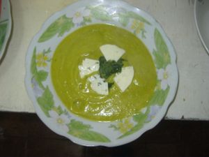 Crema de zapallo y huacatay. at Pukasoncco arte y Restaurant in Paracas