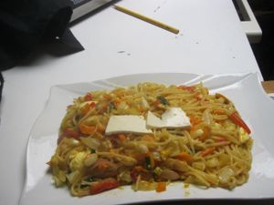 Rohan`s espagueti.
Con vegetales y muy picante. at Pukasoncco arte y Restaurant in Paracas