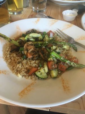 Pesto quinoa asparagus awesomeness!! at Owl Acoustic Lounge in Lethbridge