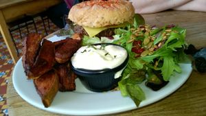 Beanburger with sweet potato at Cafe Kino in Bristol