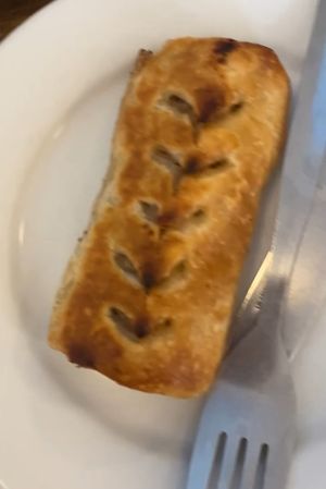 Vegan sausage roll  at Cafe Kino in Bristol