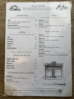 Menu  at Cafe Kino in Bristol