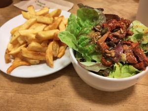 Rosemary chips and kino salad at Cafe Kino in Bristol