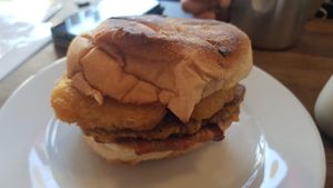 Bacon breakfast muffin at Cafe Kino in Bristol