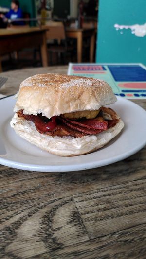 Delicious breakfast muffin at Cafe Kino in Bristol