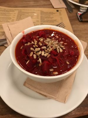 Borscht soup  at Cafe Kino in Bristol