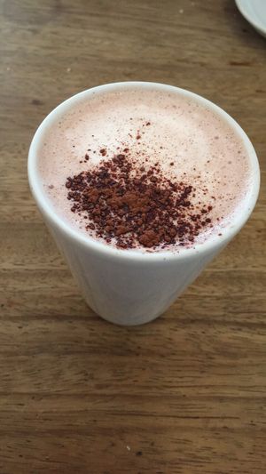 Almond milk hot chocolate with chai spice at Cafe Kino in Bristol