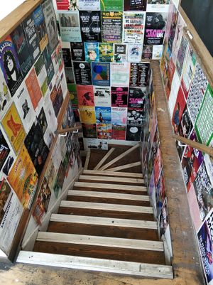 Stairs to private area (booking) at Cafe Kino in Bristol