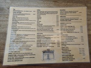 Menu at Cafe Kino in Bristol