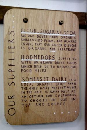 Ethical produce - the only diary they use (for tea & coffee) is locally and organically sourced. at Cafe Kino in Bristol