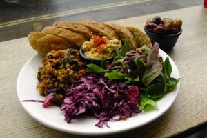 A kino plateful of food Feb 2014 at Cafe Kino in Bristol