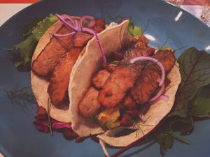 tortillas with tempeh at Dobre Bistro in Kosice