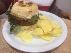 Burger at O Vegano in Belo Horizonte