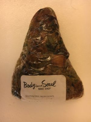 Sweet potato, kale, and beet farinata (gluten free and vegan) at Body & Soul Bakeshop in New York City