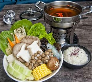 Vegan mushroom shabu set at Arashi Shabu Shabu in Penang