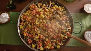 Vegane Paella at Finca Vegana in Zahara De La Sierra