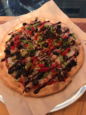 Vegan pizza  at Dells Pizza Lab in Wisconsin Dells