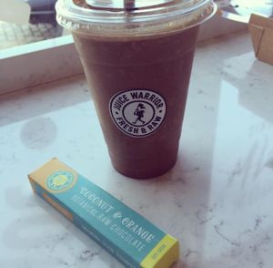 Walk Your Talk smoothie - banana, cold brew coffee, cacao and some other ingredients I forget! at Juice Warrior in Edinburgh