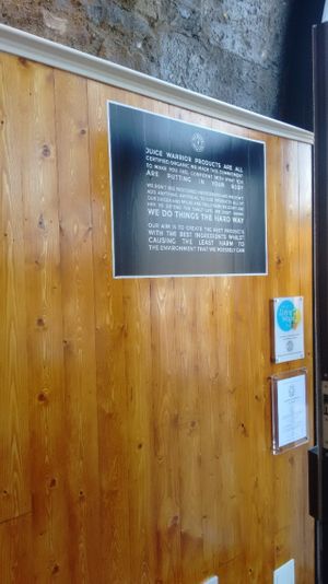 Organic and living wage,  at Juice Warrior in Edinburgh