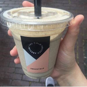 The sinner - fresh coconut meat, cinnamon, cashew milk, nut caramel and vanilla. at The Cold Pressed Juicery - Herengracht in Amsterdam