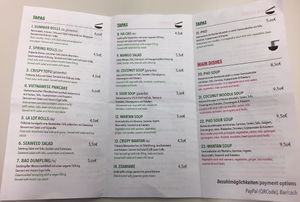 Speisekarte at Soya in Berlin