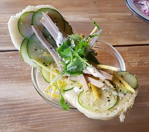 Bao with mango and vegan bacon (starter) at Soya in Berlin