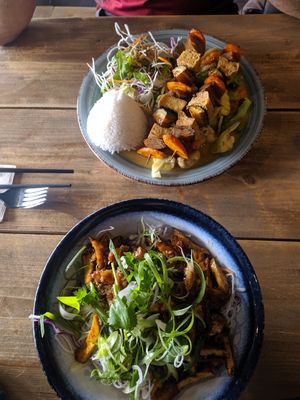 Amazing food! Big portions. Delicious. Positions 26 and 27, seitan BBQ and Power lemongrass. at Soya in Berlin