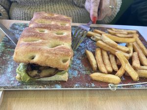 Focaccia de Portobello  at La Huella Vegana in Rivas-vaciamadrid