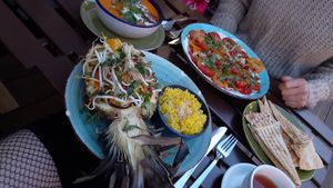 pineapple curry, tomato soup & tomato salad (from seasonal menu) at Falla - Wawrzyniaka in Poznan