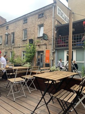 outdoor sitting area at Falla - Wawrzyniaka in Poznan
