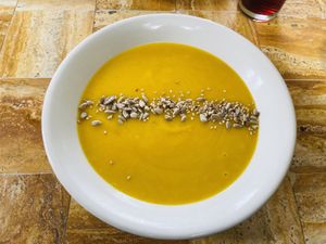 Pumpkin soup  at La Bio Cafetta in Lima
