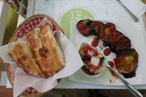 Eggplant with Bread at Falafel in Sarajevo