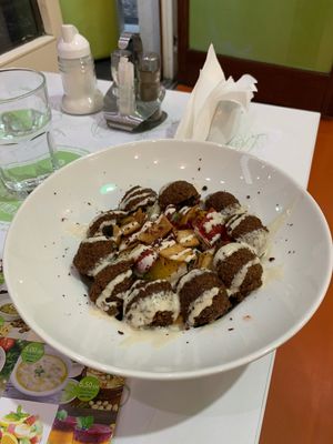 Falafel salad with tahini sauce. Amazing! at Falafel in Sarajevo