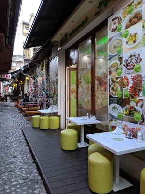 Outdoor seating at Falafel in Sarajevo