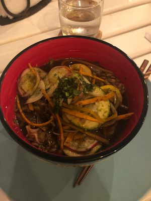 Vegan-ized noodle soup at Soul Food in Santa Marta