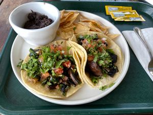 Mushroom Tacos minus the queso at The Farm Bakery & Cafe in Aptos