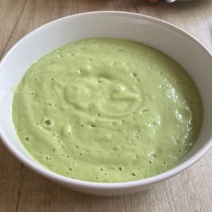 Cold avocado soup (smoothie like 😅)  at Vyro Raw & Vegan Bistro in Bucharest